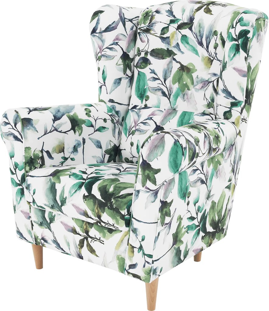 Fotoliu, material textil model frunze verzi, CHARLOT