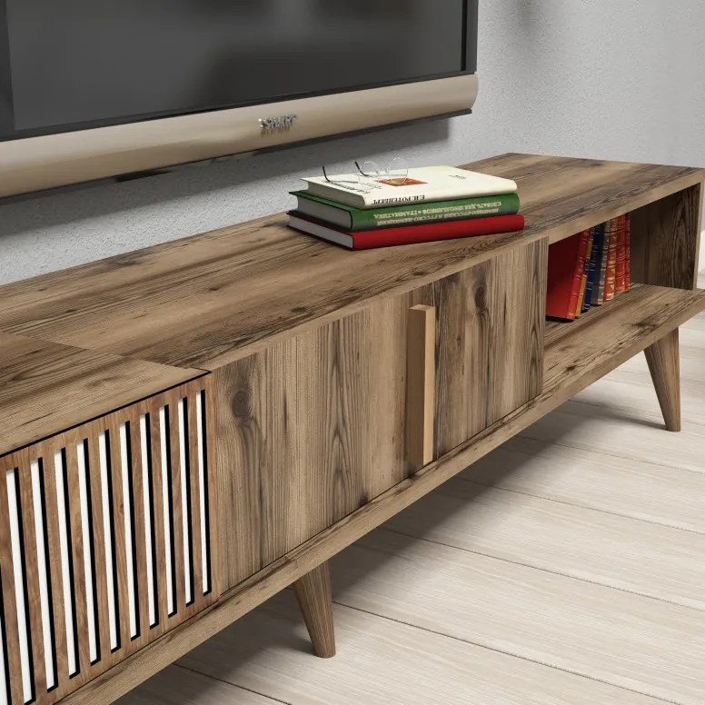 Set Comoda TV si Masuta de Cafea Living Milan Walnut