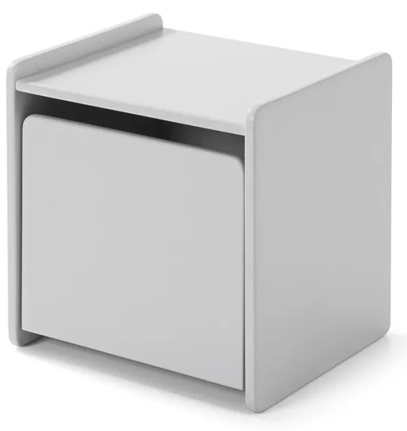 Noptieră Kiddy, pentru Camera Copii, cu 1 Ușă și Margini Rotunjite, Gri Rece – Vipack