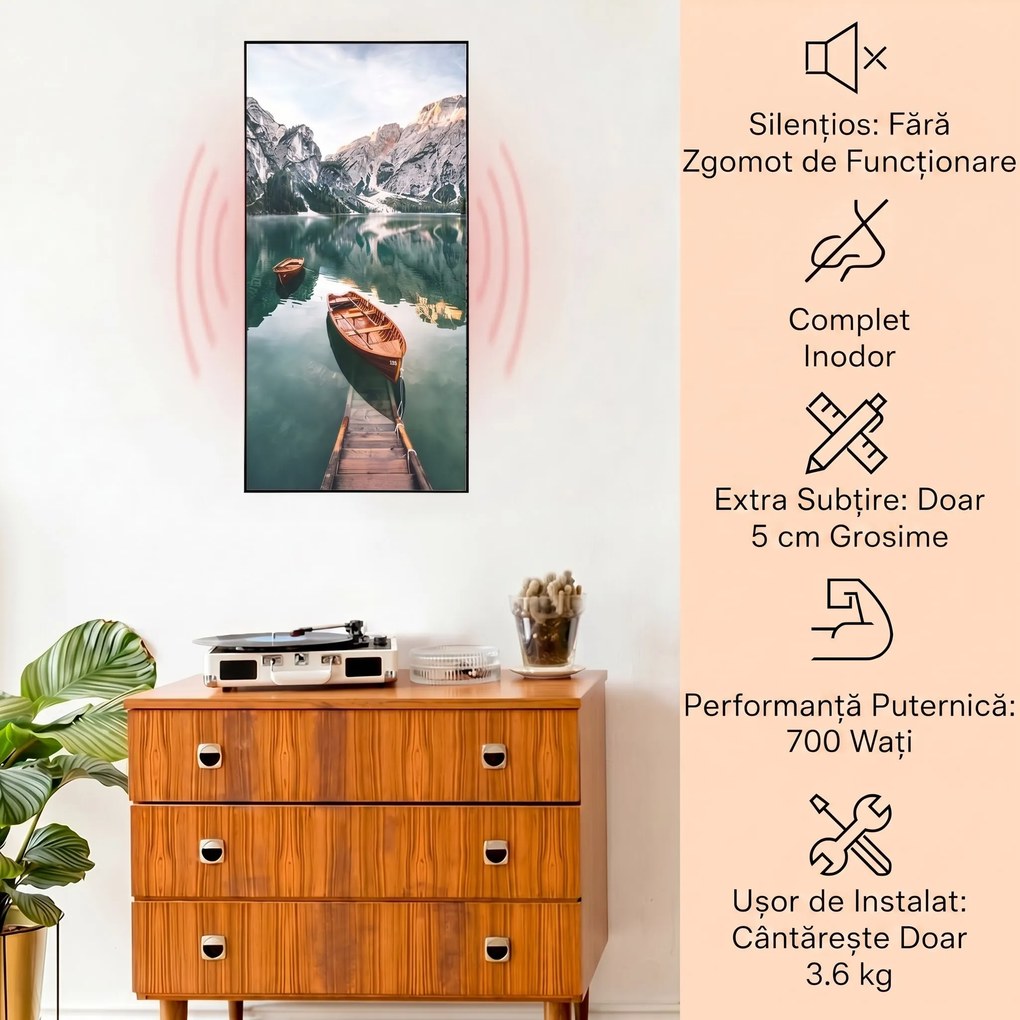 Klarstein Wonderwall Air Art Smart, încălzitor cu infraroșu, mare, 60 x 120 cm, 700 W