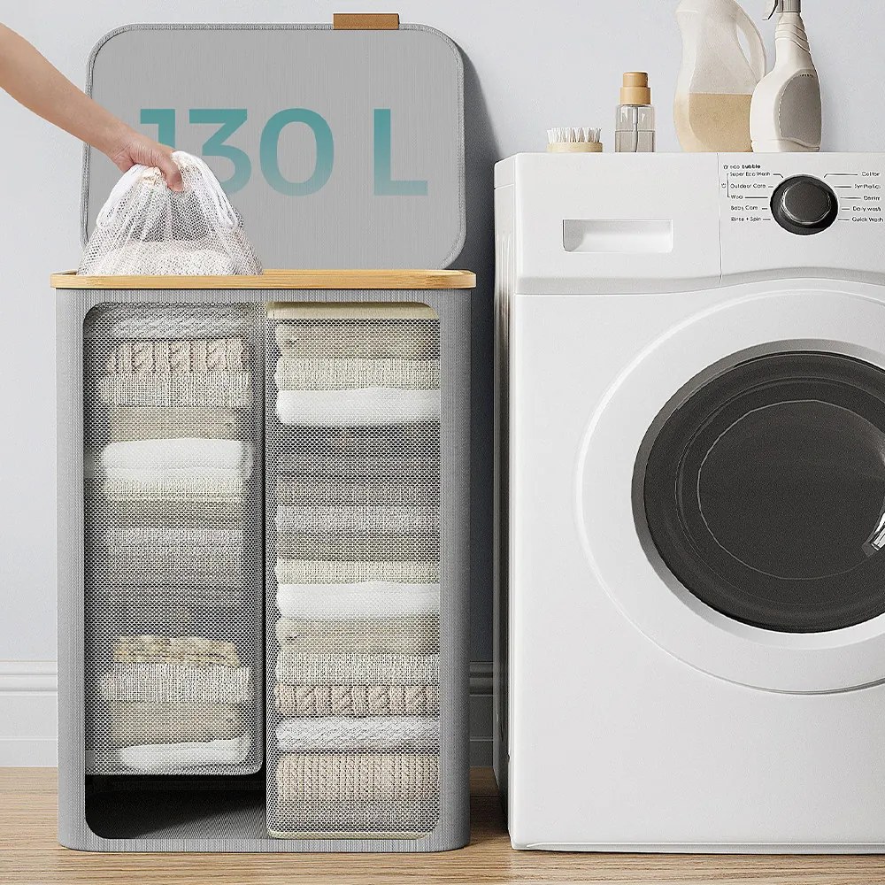 Coș de rufe din plastic, gri