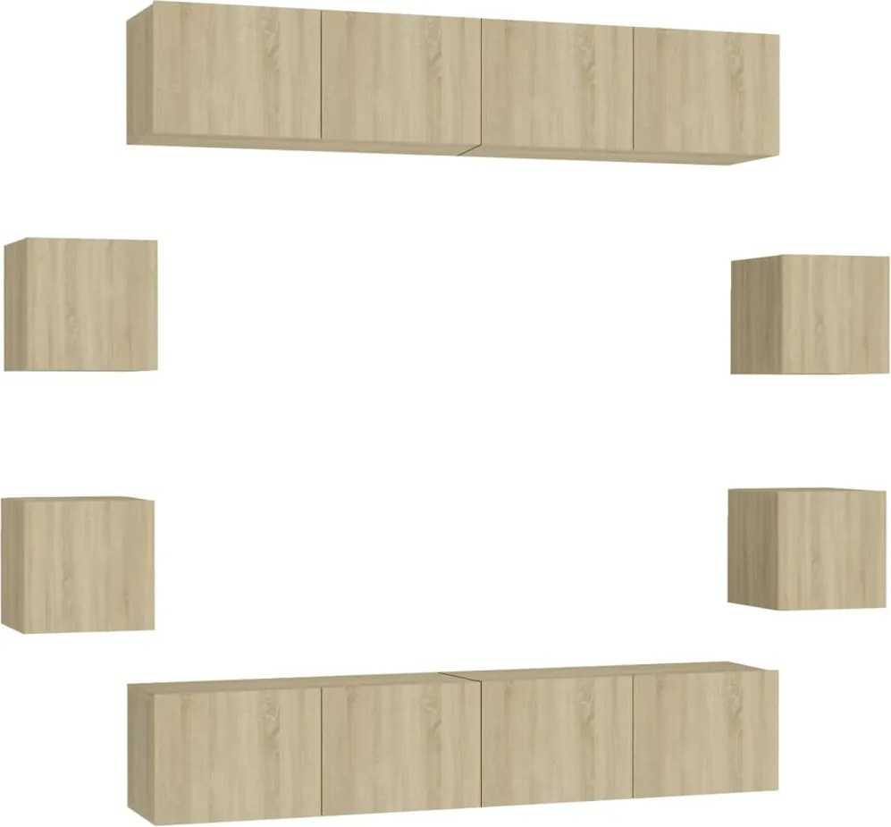 vidaXL Set de dulapuri TV, 8 piese, stejar sonoma, lemn prelucrat