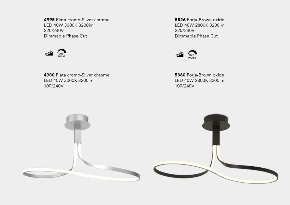 Lustra LED aplicata design modern NUR argintiu crom