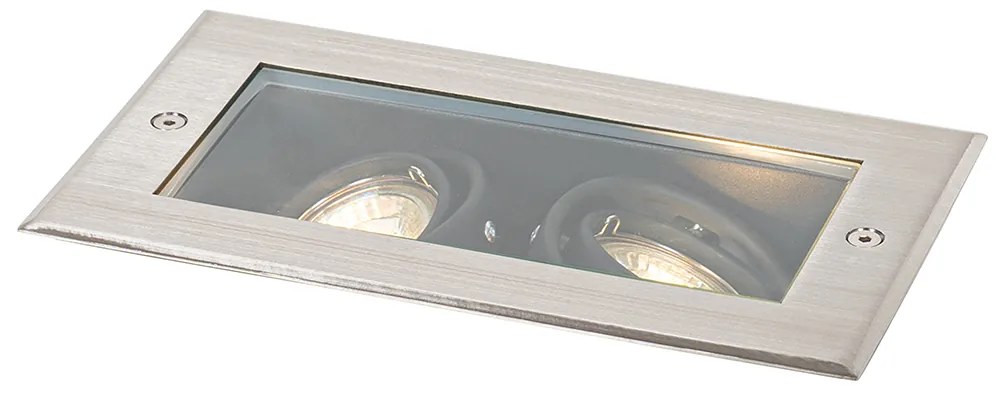 Spot modern de sol din oțel cu 2 lumini reglabile IP65 - Oneon