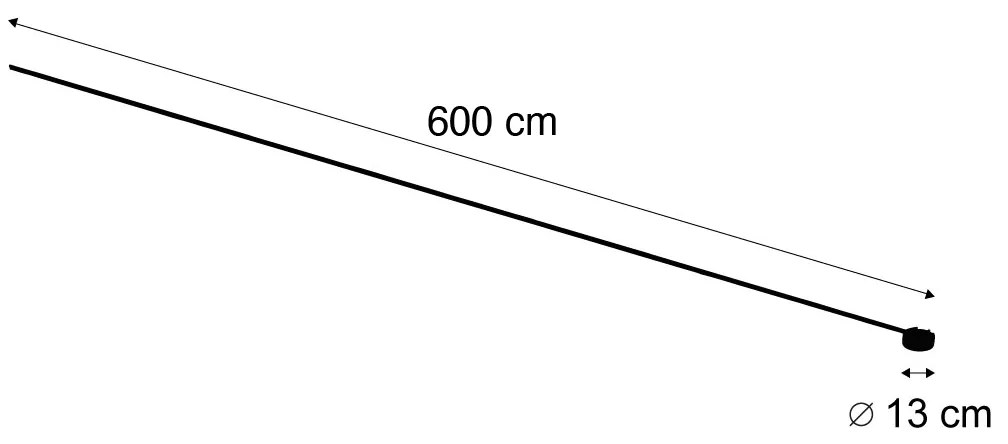 Sistem modern de iluminat pe șine negru monofazat 600 cm cu sursă de alimentare rotundă - Magnetic