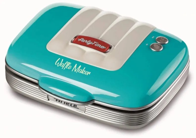 Aparat preparare vafe/gofre Ariete PARTY TIME 1973/01, 700W, Acoperire neaderenta, 2 placi, Blocare, Turcoaz