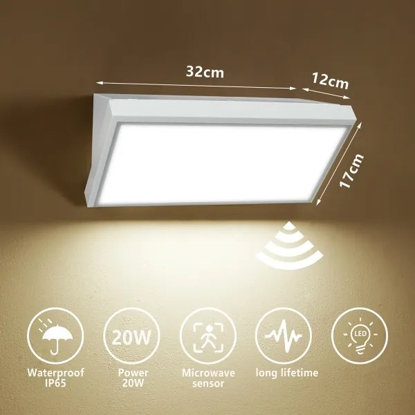 Brilagi-LED Aplică de perete pentru exterior cu senzor TRIANGLE LED/20W/230V alb IP65