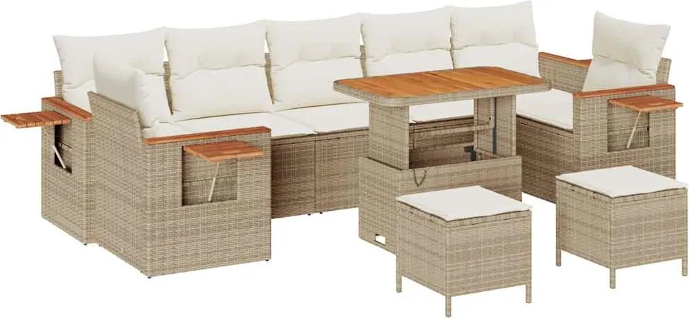 vidaXL Set de canapele pentru grădină 13 pcs Bej și crem poliratan