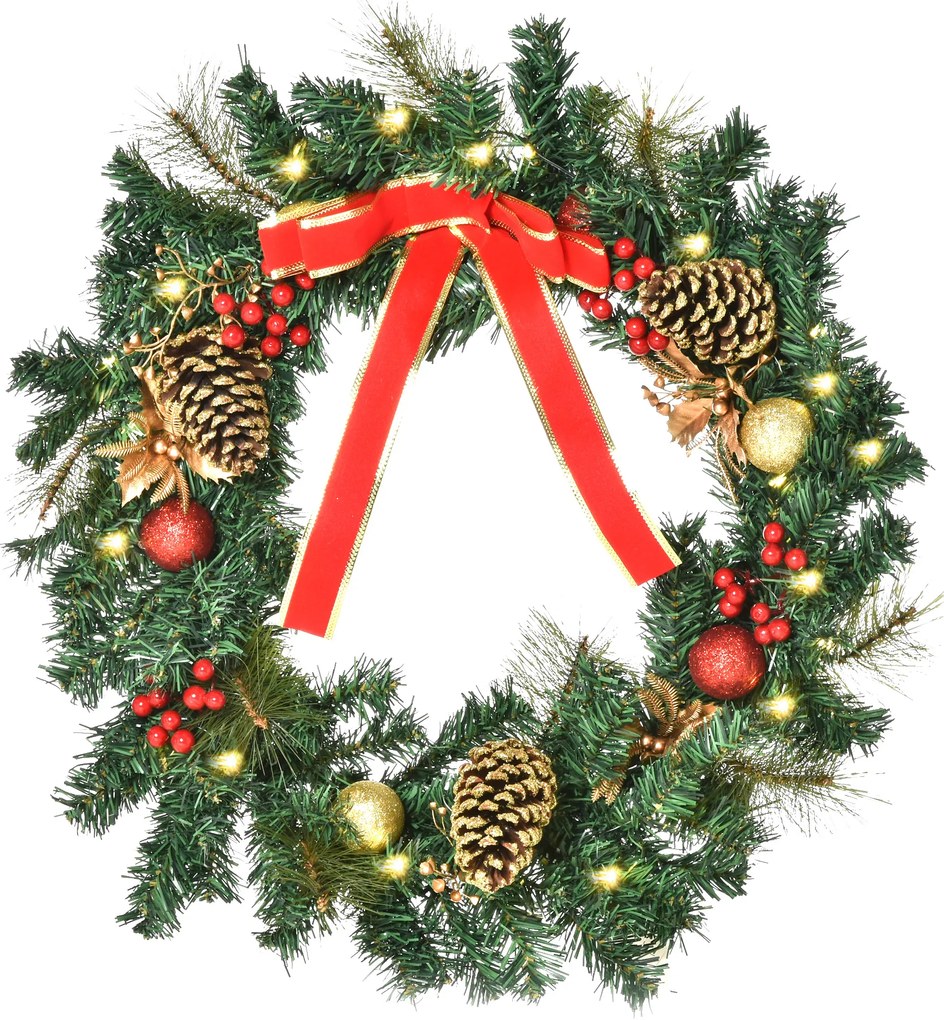 Homcom Ghirlanda de Craciun Decor cu 20 Lumini LED Φ60cm