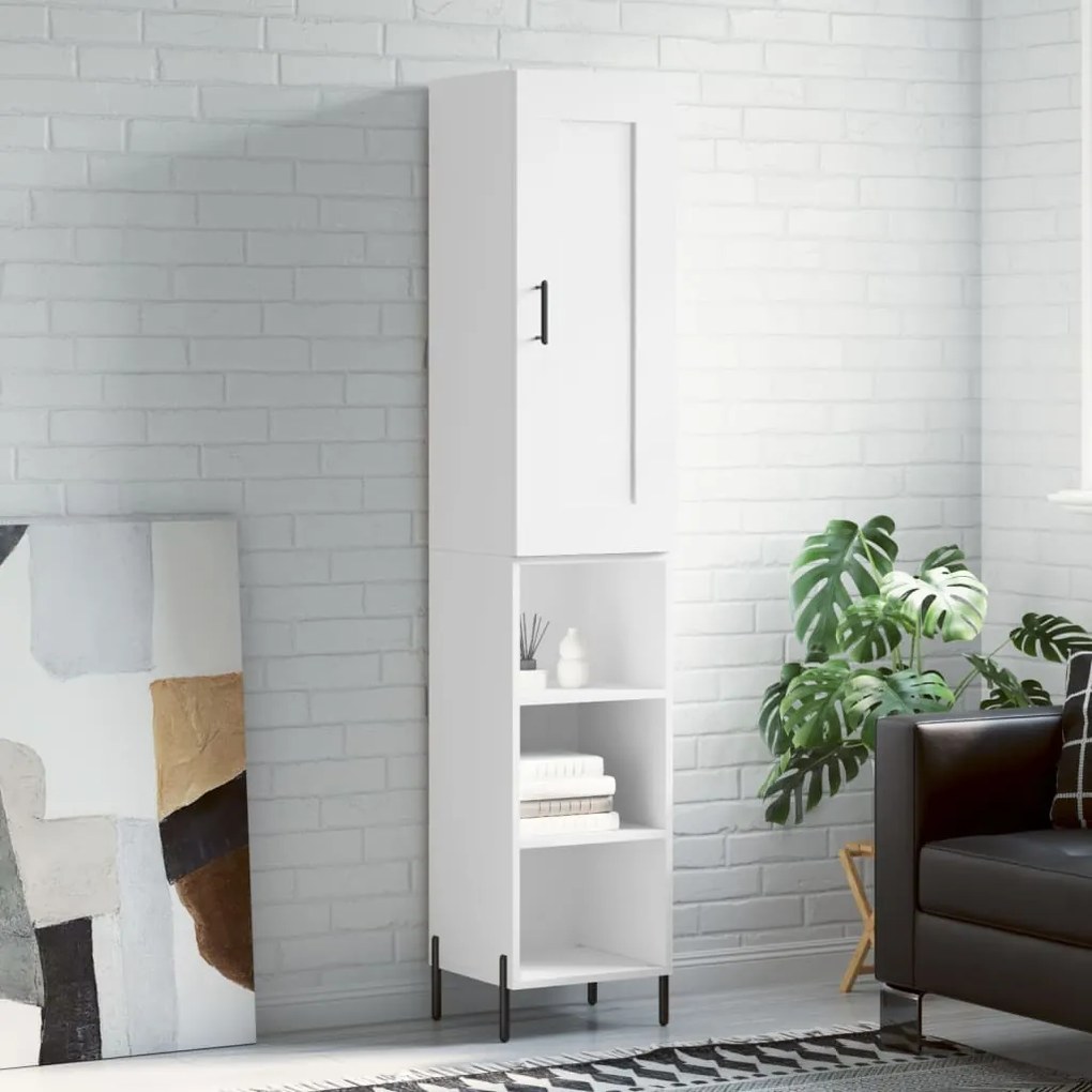 vidaXL Dulap înalt, alb, 34,5x34x180 cm, lemn prelucrat