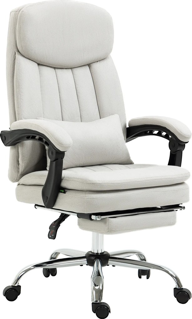 Vinsetto Scaun de birou cu funcție de masaj și încălzire, ergonomic, 66x67x110-118cm, Alb crem | Aosom Romania