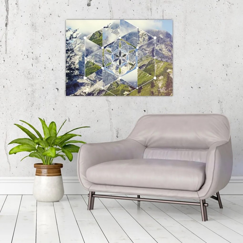 Tablou pe sticlă - Model geometric (70x50 cm)