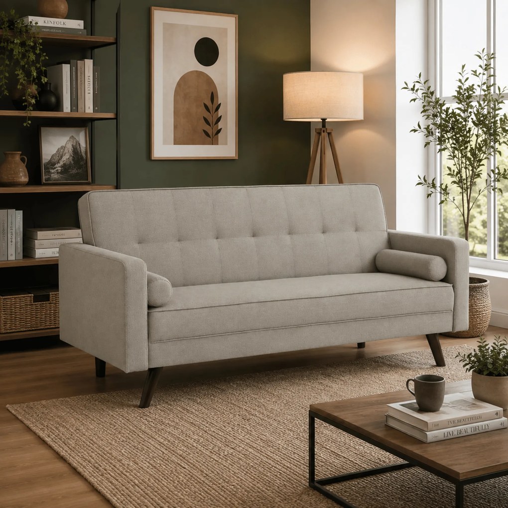 Canapea extensibilă, material gri-maro taupe, OTISA
