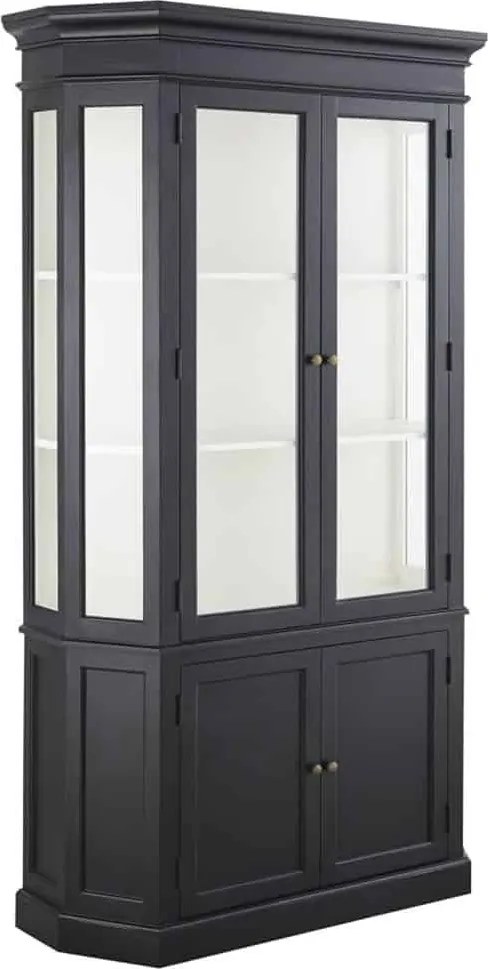 Vitrină lemn masiv gri Noir Antracit, 85 × 45 × 210 cm