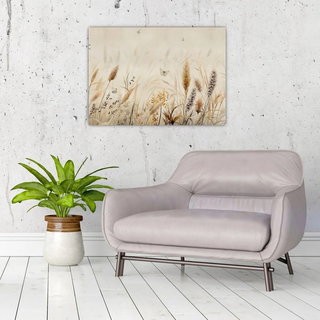 Tablou pe sticlă - Pajiște sălbatică (70x50 cm)