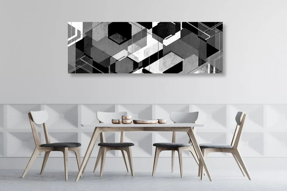 Tablou geometrie abstractă în design alb-negru