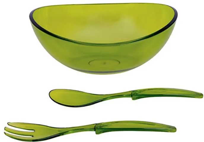 SET BOL PENTRU SALATA+FURCULITA SI LINGURA ACRIL VERDE