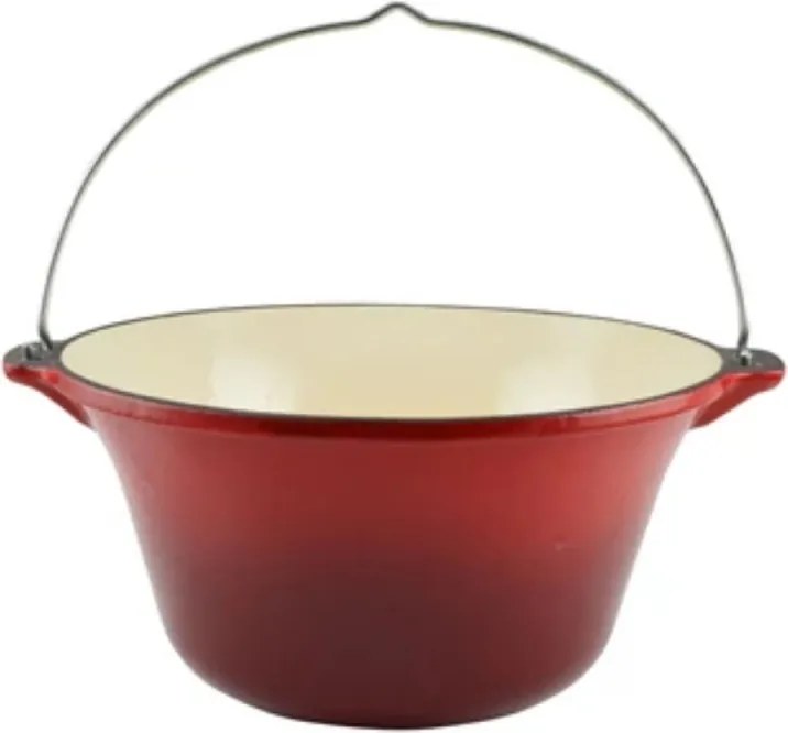 Ceaun rosu 22 L, fonta emailata Perfect Home 17896, poate fi folosit pe foc deschis