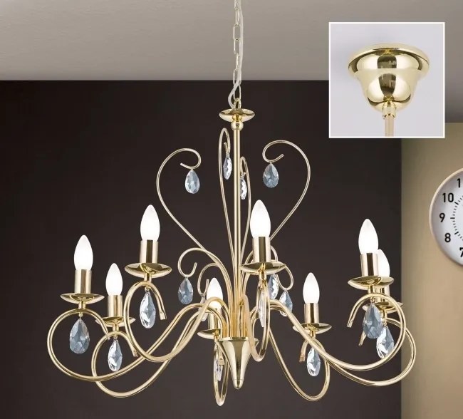 Candelabru 8 brate stil clasic cu cristale K9 Alessia auriu