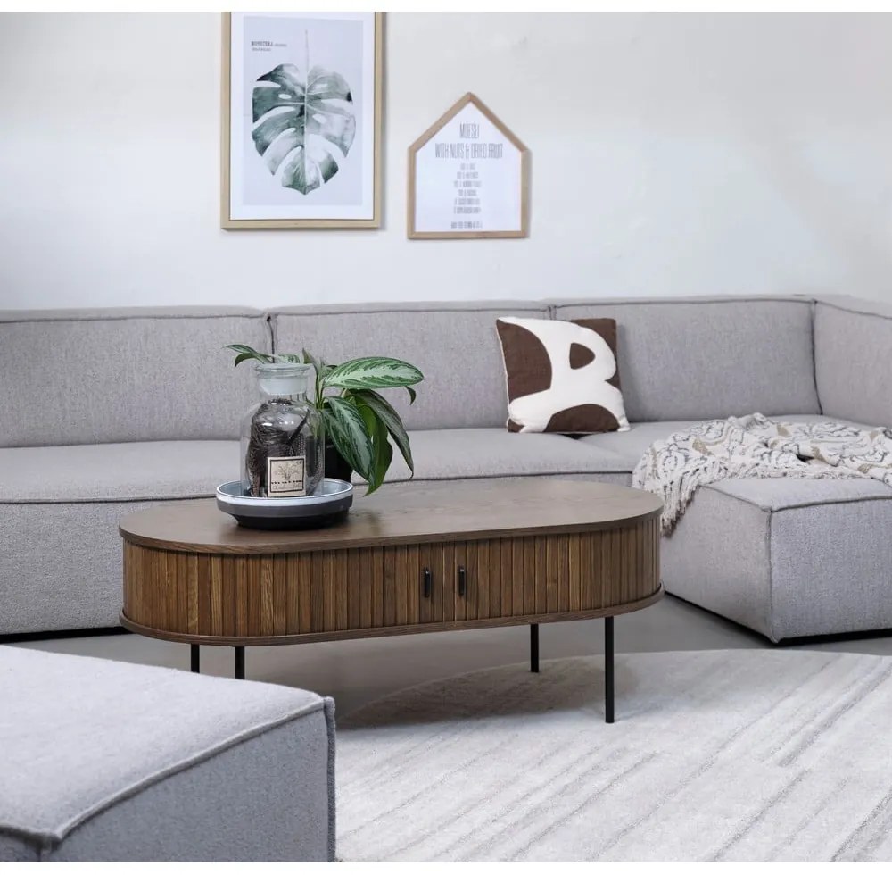 Măsuță de cafea în culoare naturală cu aspect de lemn de stejar 60x120 cm Nola – Unique Furniture
