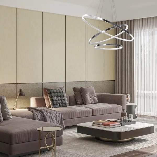 Lustră LED pe cablu HOOP LED/93W/230V d. 80 cm 4000K crom lucios