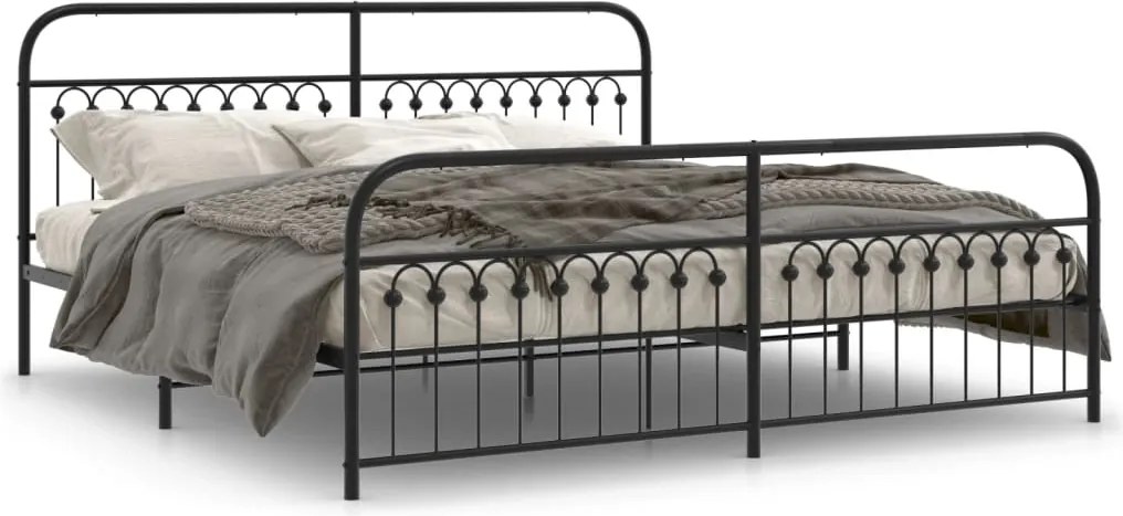 vidaXL Cadru pat metalic cu tăblii de cap/picioare, negru, 193x203 cm