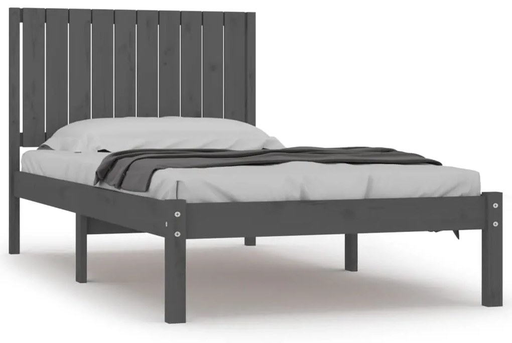 3104405 vidaXL Cadru de pat, gri, 100x200 cm, lemn masiv de pin