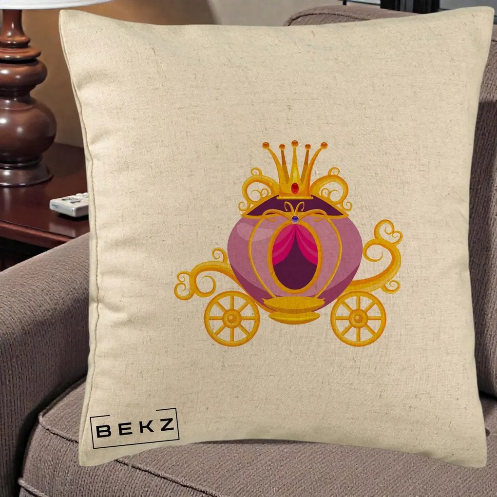 Perna Decorativa Trasura Regala Aurie, 40x40 cm, Bej, Husa Detasabila, Perna Inclusa, BEKZ®