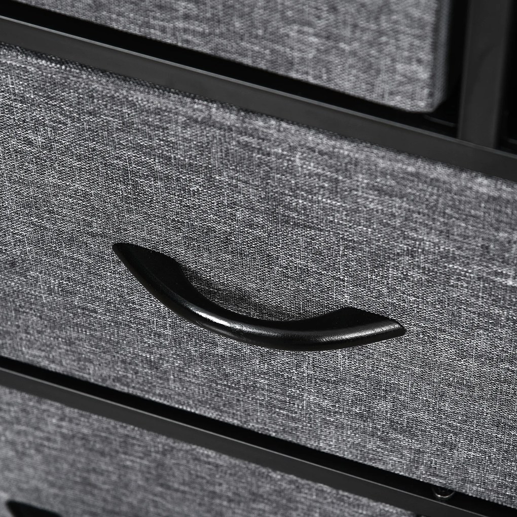 HOMCOM Comodă Chiffonnier Mobilier de Depozitare 8 sertare Pliabile din Țesătură 100 x 30 x 78,5 cm Gri închis | Aosom Romania