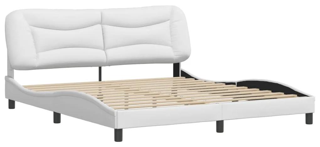3208017 vidaXL Cadru de pat cu tăblie, alb, 180x200 cm, piele ecologică