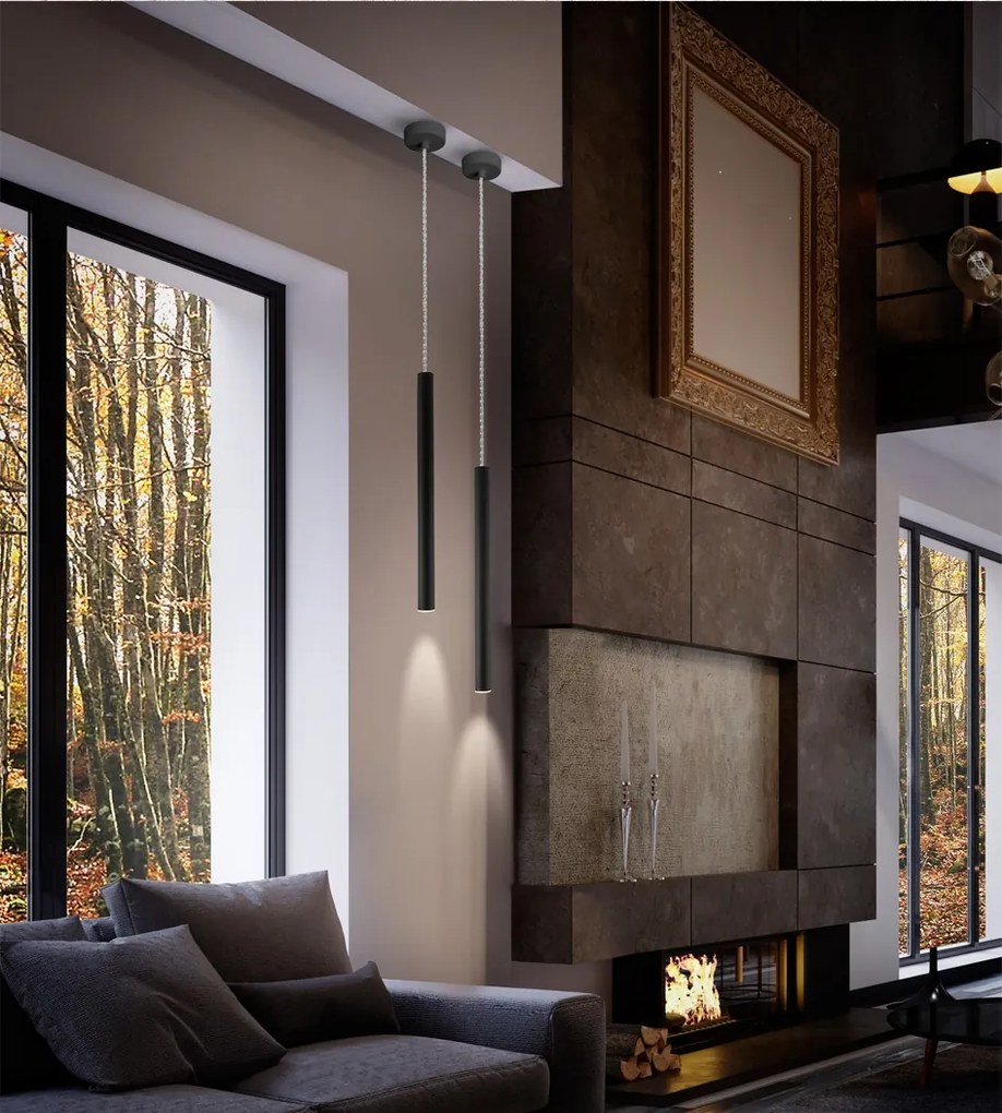 Pendul LED dimabil design modern minimalist Varas negru SV-373067