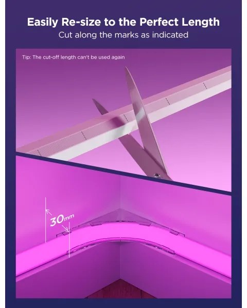 Bandă de colț Govee Neon MATTER LED 5m RGBIC Wi-Fi