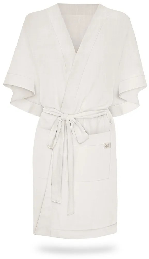 Halat   Kimono pentru gravide si mamici, vascoza si in, marime universala, Alb