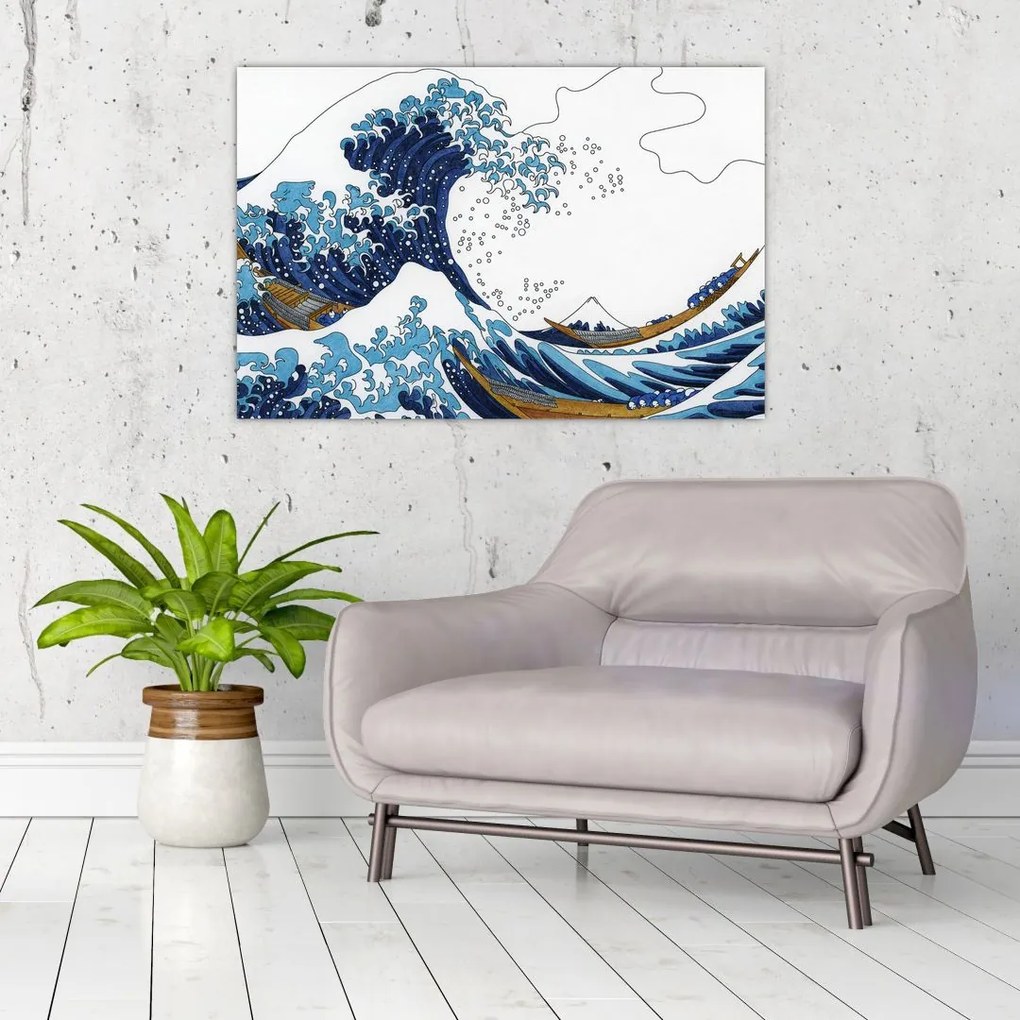 Tablou - Desen japonez, valuri (90x60 cm)