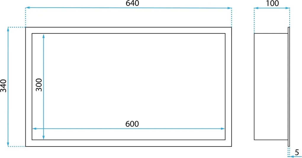 RAFT BAIE INCASTRAT PERETE LED 30x60 black