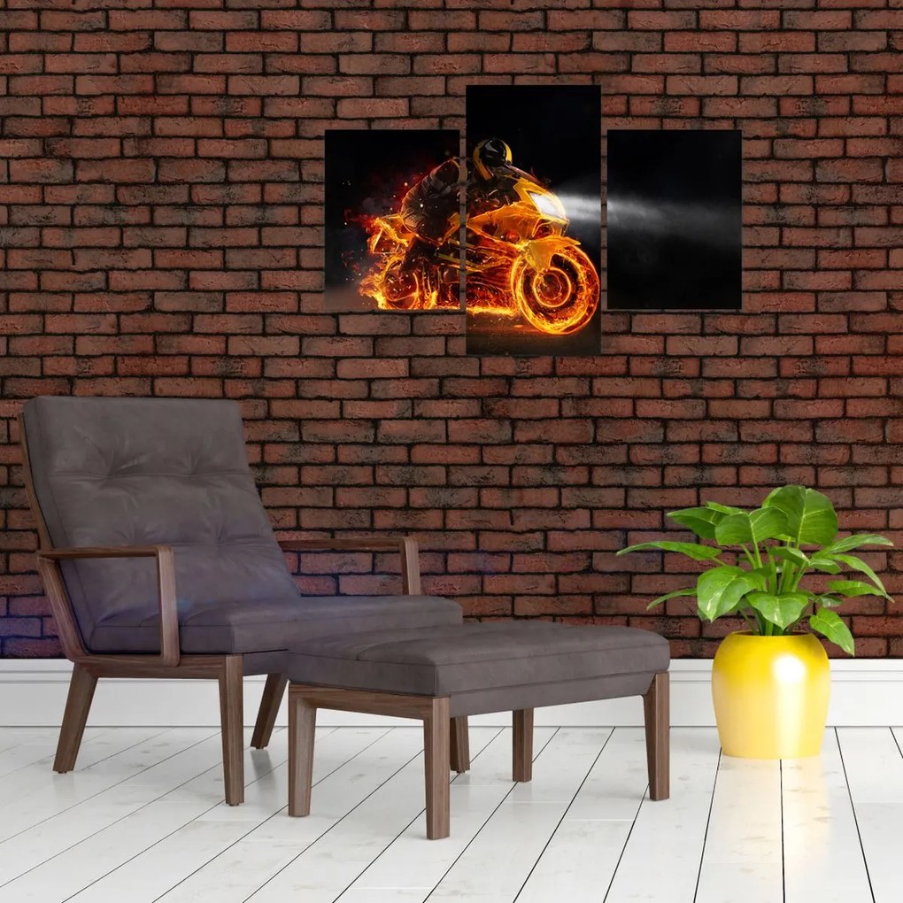Tablou - Motociclist cu flăcări (90x60 cm)
