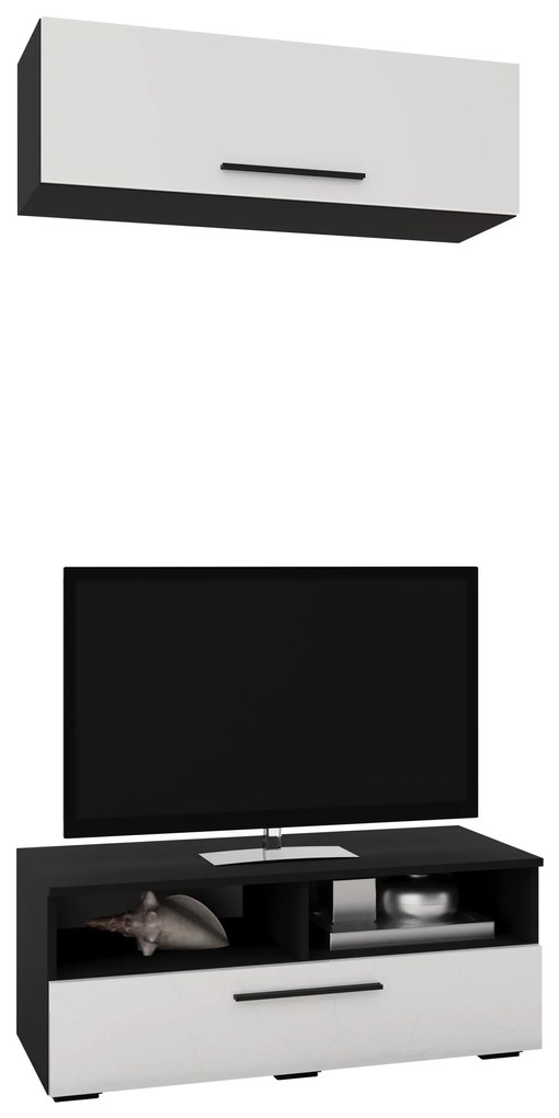 Living Kos V11, Negru/Alb Lucios, MDF, L 95 cm