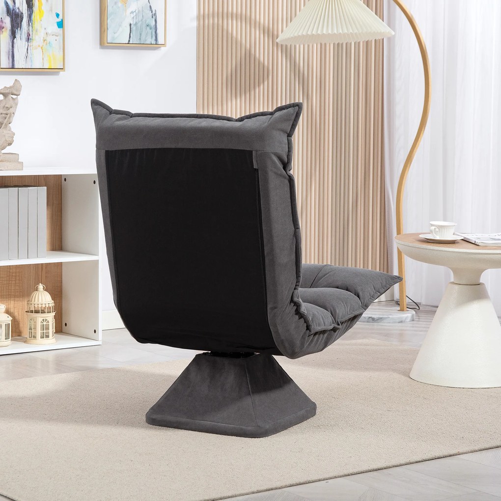 HOMCOM Fotoliu de Podea Relaxant Rotativ 360° cu Spătar Reglabil în 5 Poziții, 62x70x95 cm, Gri | Aosom Romania