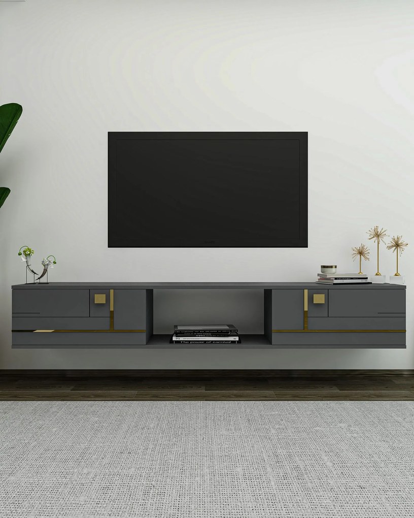 Masă TV Arenden (antracit + Auriu). 1127733