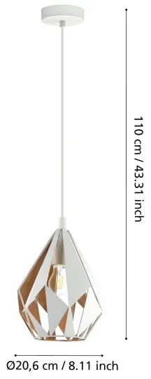 Eglo 43001 - Lustră pe cablu CARLTON 1xE27/60W/230V