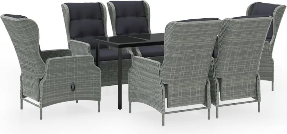 vidaXL Set de mobilier pentru grădină, 7 piese, gri deschis