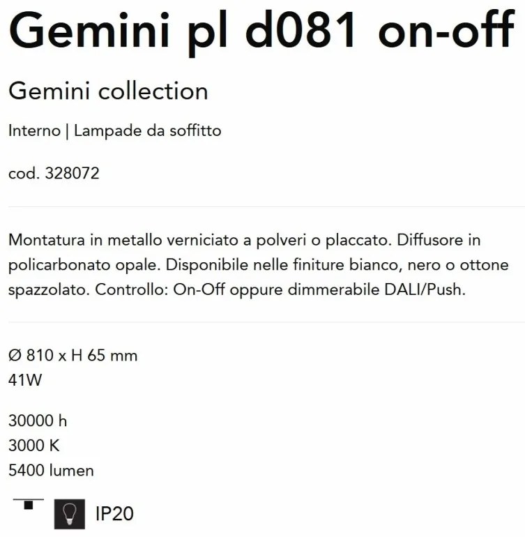 Plafoniera LED XL design circular GEMINI pl d081 on-off alama