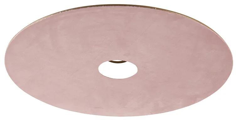 Abajur plat velur roz cu aur 45 cm