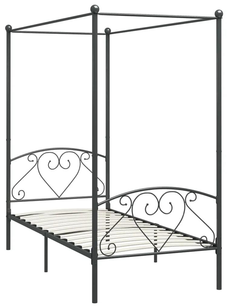 Cadru de pat cu baldachin, gri, 120 x 200 cm, metal Gri, 120 x 200 cm