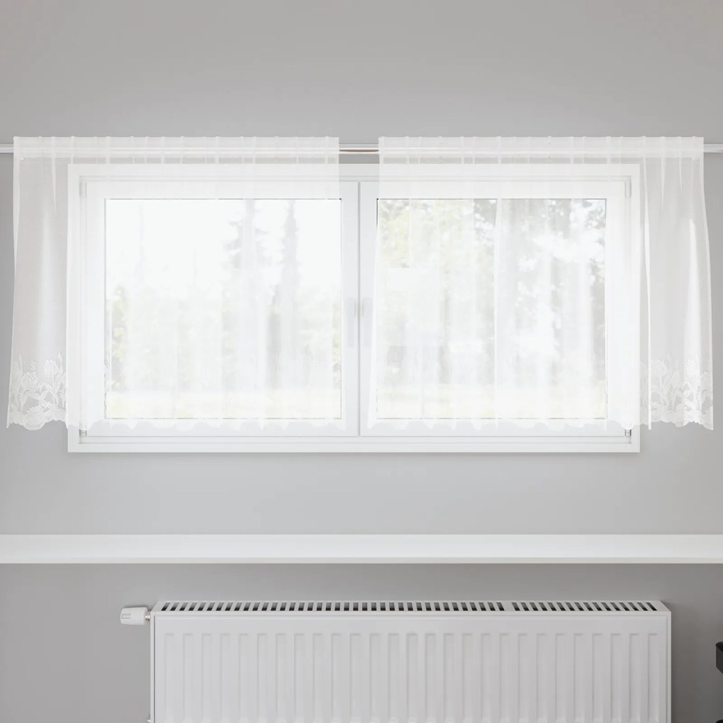 vidaXL Cortină din Dantelă cu perdele Floral Alb 200 x 80 cm Poliester