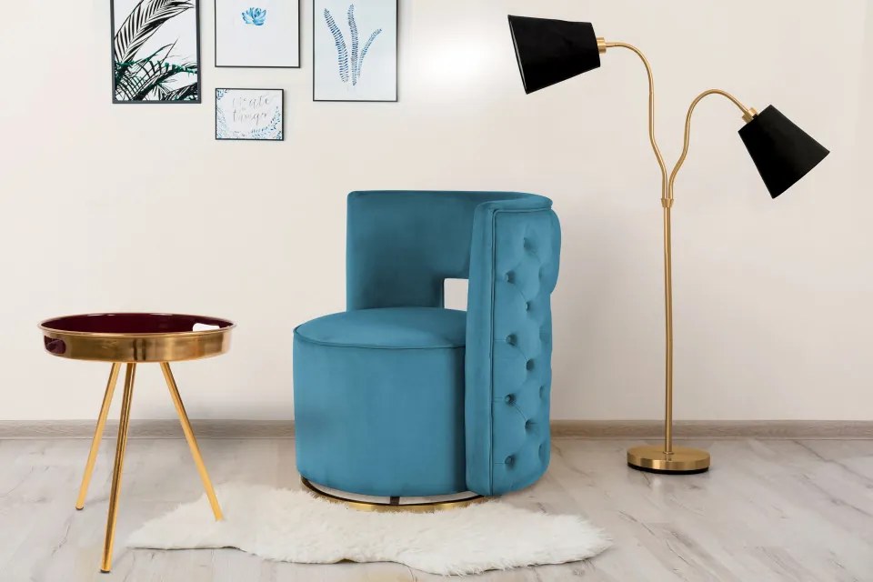 Masuta de cafea rotunda din metal Morrison 38x38x44,5 cm mov/auriu