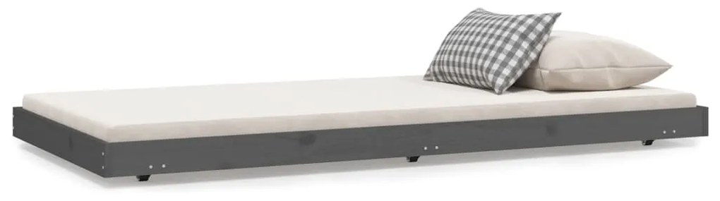 823506 vidaXL Cadru de pat, gri, 90x190 cm, lemn masiv de pin