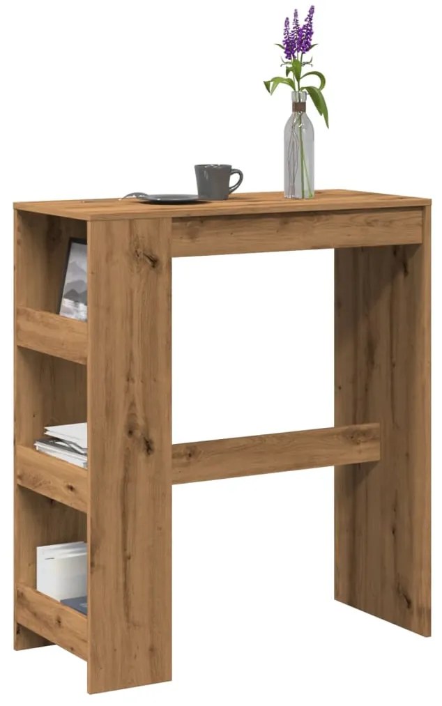 vidaXL Masă bar cu rafturi, stejar artizanal, 90x40x103,5 cm, lemn