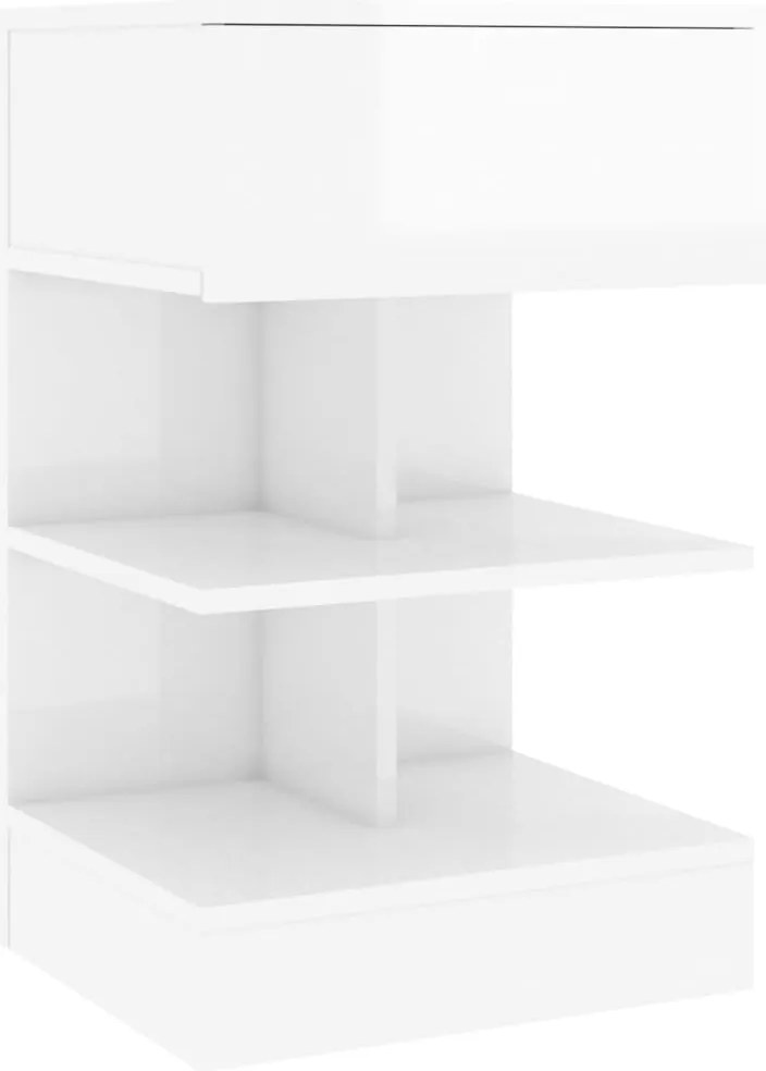 vidaXL Noptieră, alb extralucios, 40x35x65 cm, PAL