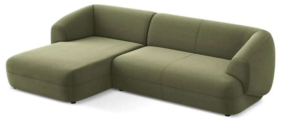 Colțar verde cu tapițerie din catifea (cu colț pe partea stângă) Moana – Makamii